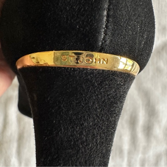 St. John Shoes Womens Size 10 Black Suede Mary Jane Pumps Block Heel Italy Party - Picture 7 of 14